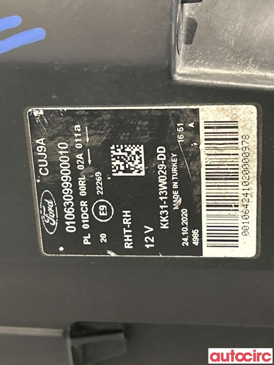Frontlykt høyre halogen til Ford Transit Courier 2018-2023 (Type I, Fase 2)  (FORD|2382912||KK31-13W029-DD)