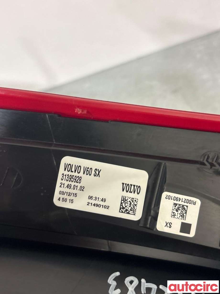 Baklykt venstre til Volvo V60/V60 CC 2013-2018 (Type I, Fase 2)  (VOLVO|31395928|21490102)