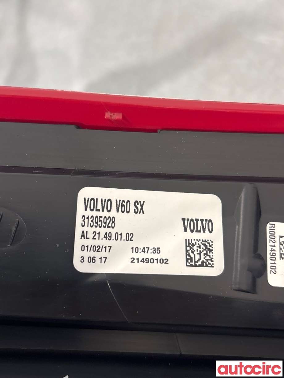 Baklykt venstre til Volvo V60/V60 CC 2013-2018 (Type I, Fase 2) (VOLVO|31395928|21490102)