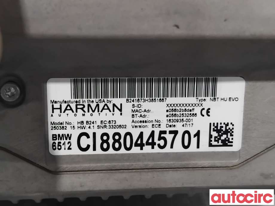 Bilstereo navigasjon til BMW X5 2013-2018 (F15) (F15) (BMW|65126833996|HBB241|65128804457)