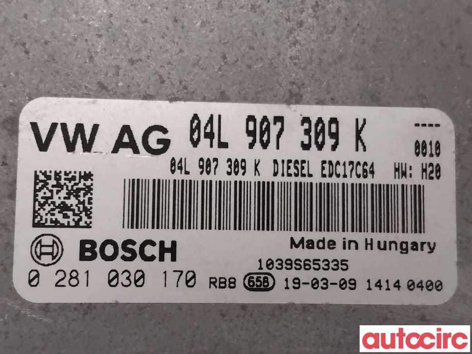 Styreenhet motor til VW Caddy 2015-2020 (Type III, Fase 3) (VOLKSWAGEN|04L906016MR|0281030170|04L907309K)