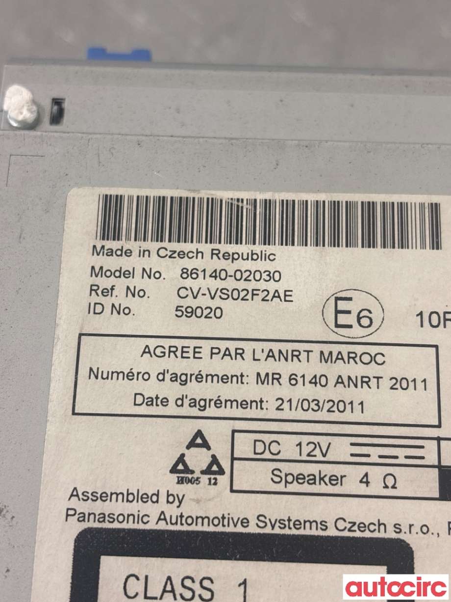 Bilstereo til Toyota Auris 2013-2015 (Type II, Fase 1) (TOYOTA|8614002030||86140-02030)