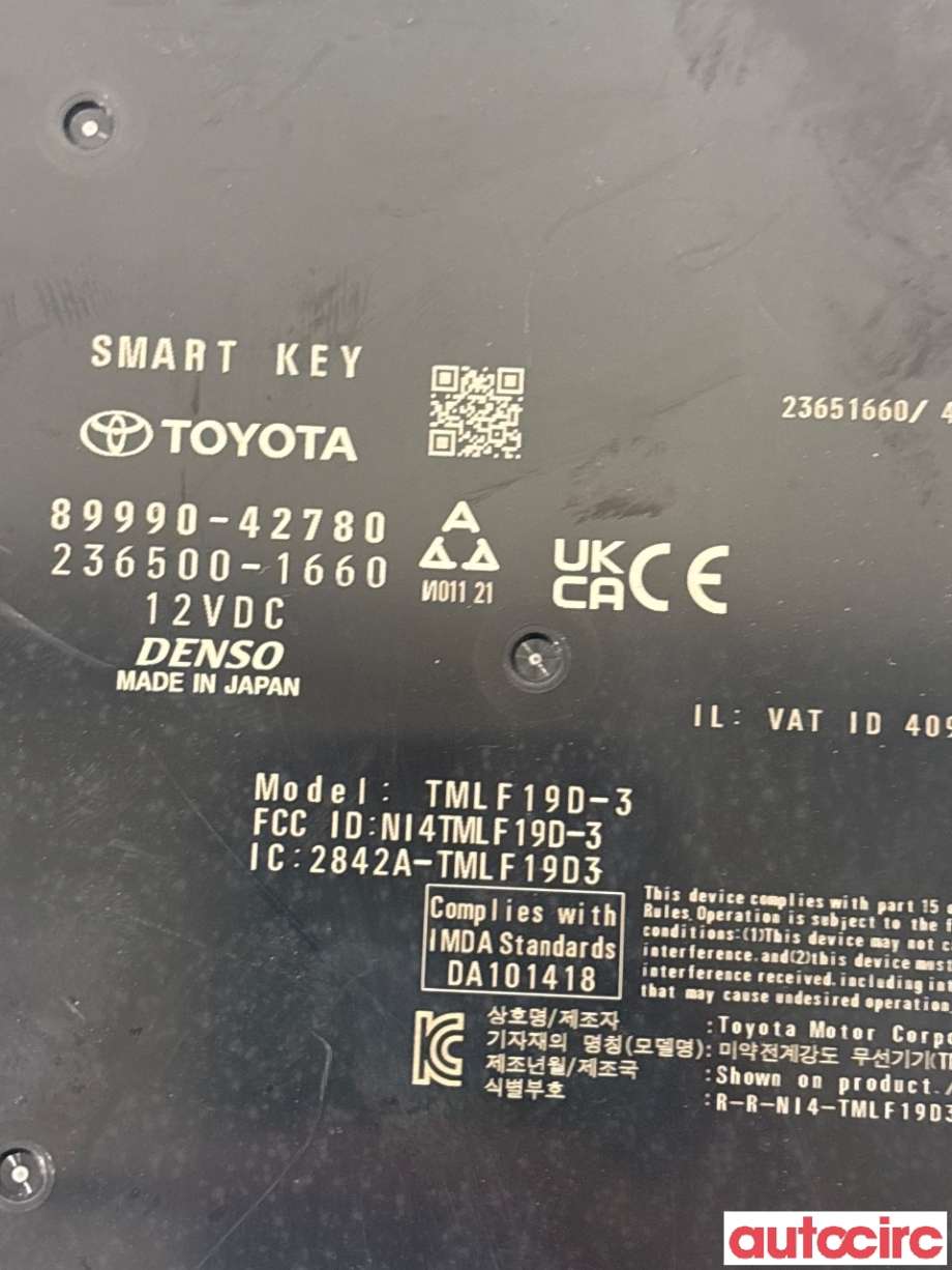 Styreenhet nøkkelfri/keyless til Toyota RAV4 2019-->> (Type V)  (TOYOTA|899H042480|236500-1660|89990-42780)