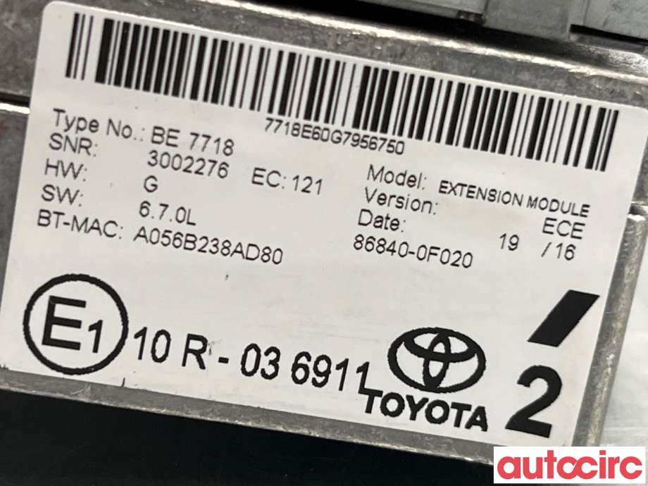 Bilstereo til Toyota Auris 2015-2019 (Type II, Fase 2)  (TOYOTA|8614002400|86140-02400)