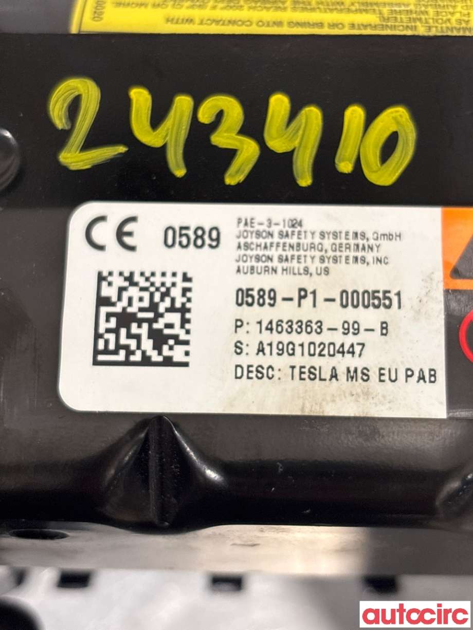Airbag passasjer til Tesla Model S 2013-2016 (Fase 1) (TESLA|1022507-00-A||1463363-99-B)