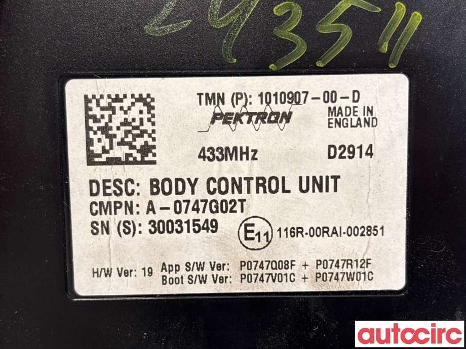 Styreenhet comfort (BCM) til Tesla Model S 2013-2016 (Fase 1) (TESLA|1010907-00-D|A-0747G02T)