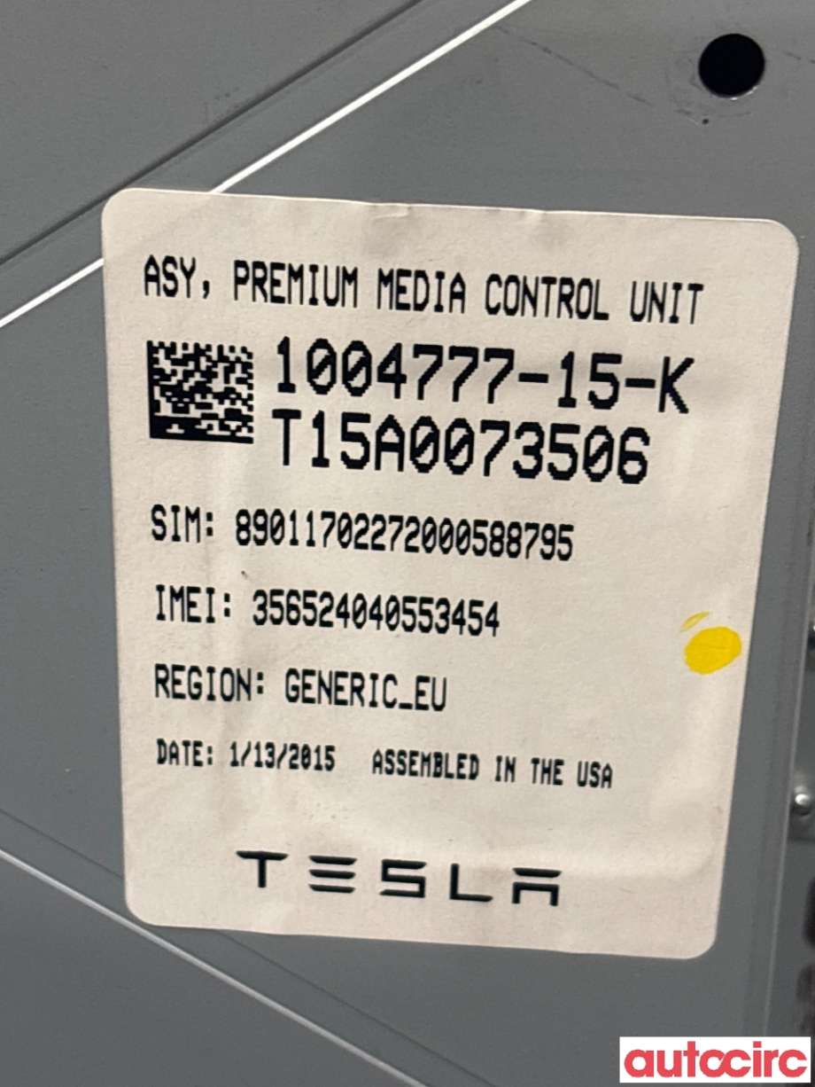 Multimedia display (MCU - Media Controller Unit) til Tesla Model S 2013-2016 (Fase 1) (TESLA|1015898-00-A||1004777-15-K)