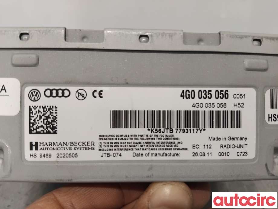 Bilstereo til Audi A4 2007-2014 (Type IV) (B8) (B8) (AUDI|4G0035056X|HS9469|4G0035056)