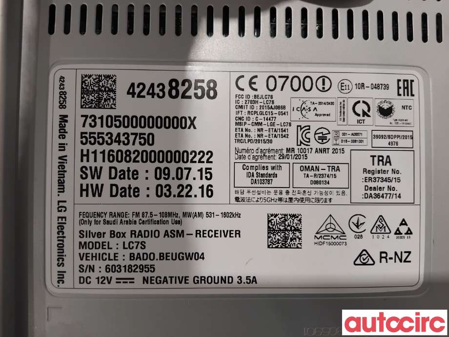 Bilstereo til Opel Astra K 2015-->> (OPEL|42504330|LC7S|42438258)