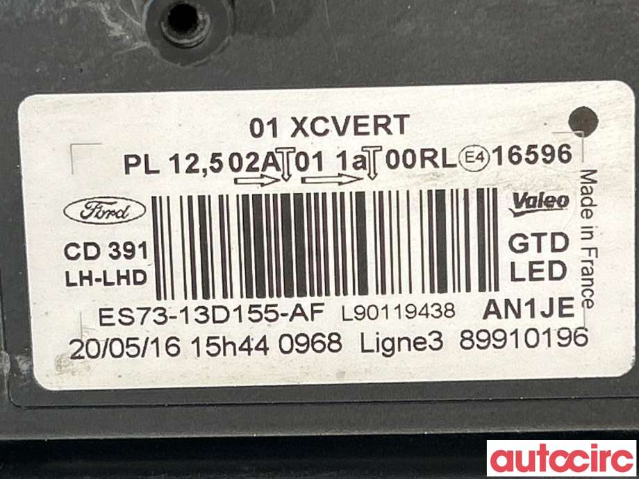 Frontlykt venstre halogen til Ford Mondeo 2014-2019 (Type V, Fase 1) (FORD||89910196|ES73-13D155-AF)