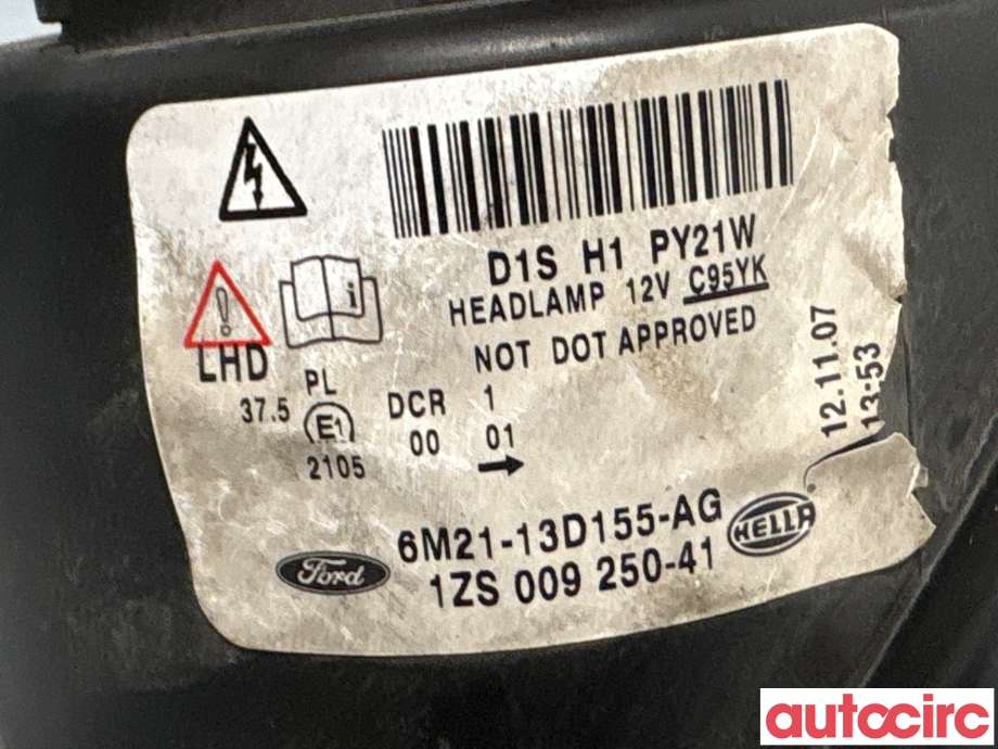 Frontlykt venstre halogen til Ford S-Max 2006-2010 (Type I, Fase 1) (FORD|1801378|1ZS009250-41|6M21-13D155-AG)