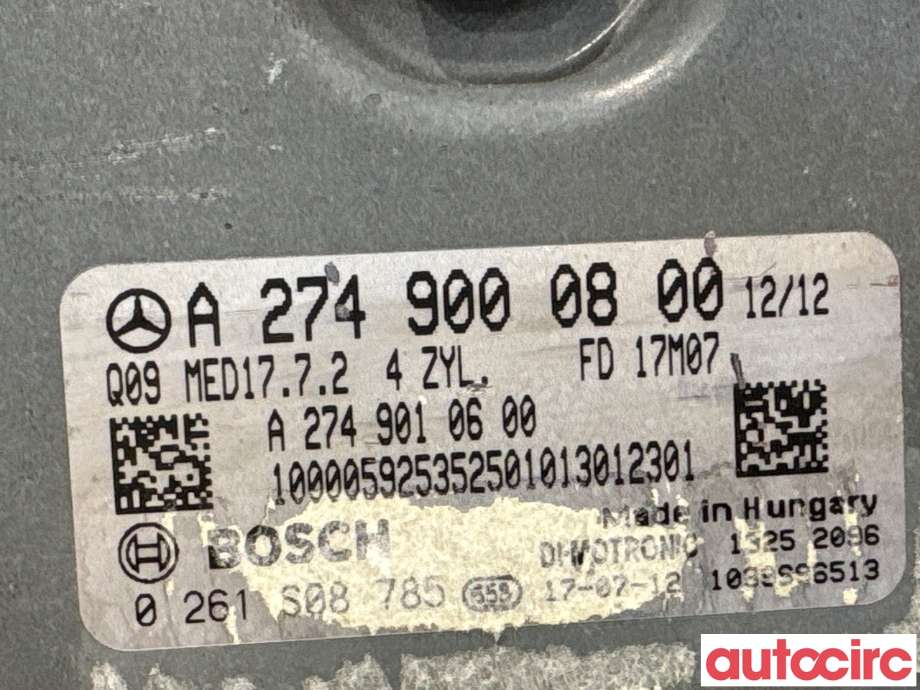 Styreenhet motor til Mercedes C-Klasse 2014-2018 (Fase 1) (W205) (W205) (MERCEDES|A2749000800|0261S08785|A2749002900)