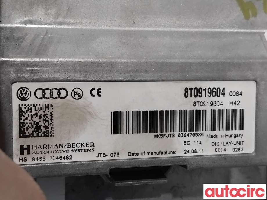 Instrument kjørecomputer til Audi A4 2007-2014 (Type IV) (B8) (B8) (AUDI|8T0919604|HS9465|8T0919604B)