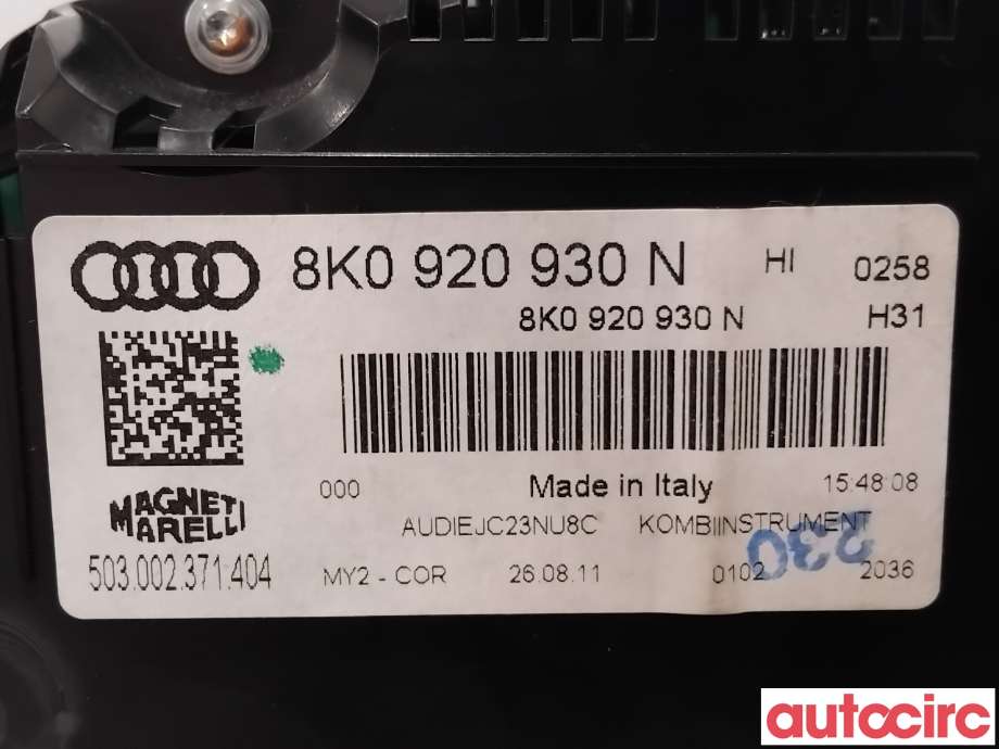 Instrumentpanel til Audi A4 2007-2014 (Type IV) (B8) (B8) (AUDI|8K0920930NX|503002371404|8K0920830N)