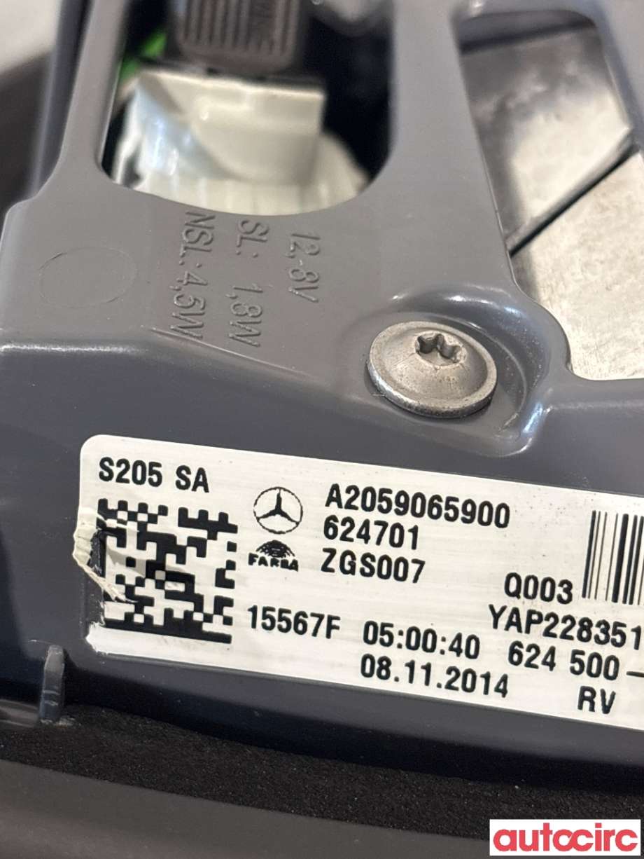 Baklykt venstre indre til Mercedes C-Klasse 2014-2018 (Fase 1) (W205) (W205) (MERCEDES|A2059065900|)