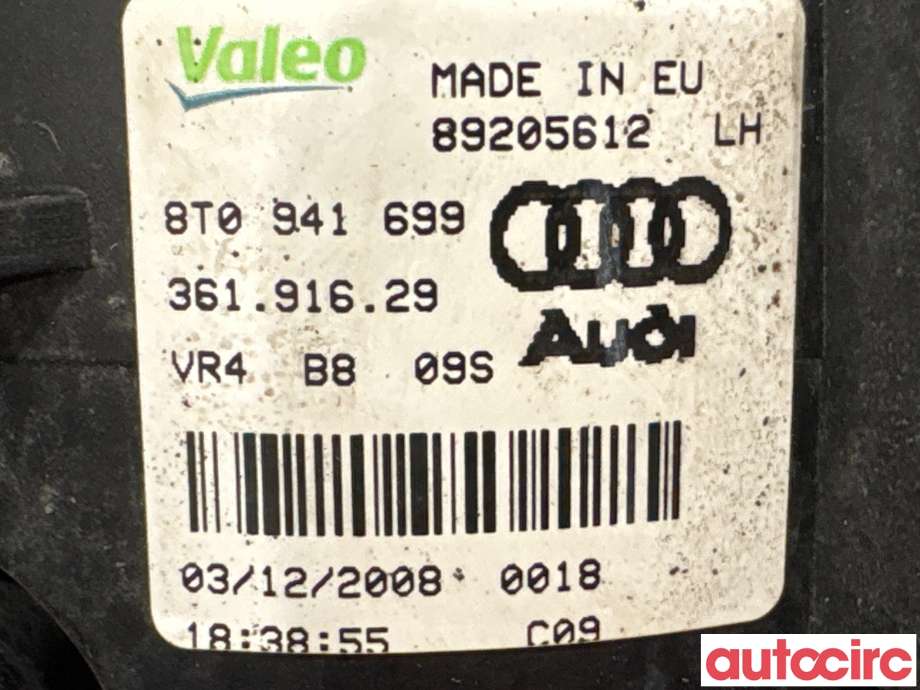 Tåkelykt venstre foran til Audi A4 2007-2014 (Type IV) (B8) (B8) (AUDI|8T0941699|89205612|8T0941699E)