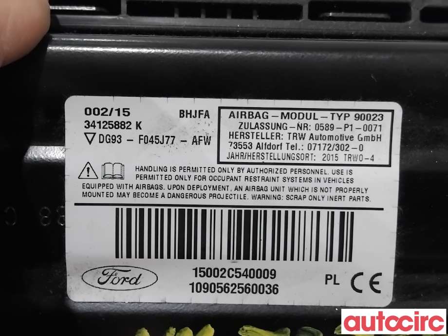Airbag kne til Ford Mondeo 2014-2019 (Type V, Fase 1) (FORD|2134828||DG93-F045J77-AFW)