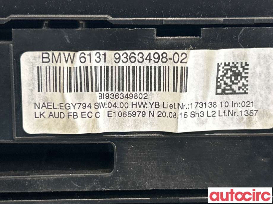 Varmeapparat betjening til BMW 3-Serie 2012-2018 (F30/F31/F34) (F30/F31/F34) (BMW|64119363546|)