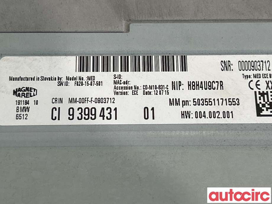 Bilstereo til BMW 3-Serie 2012-2018 (F30/F31/F34) (F30/F31/F34) (BMW|65129874331||9399431)