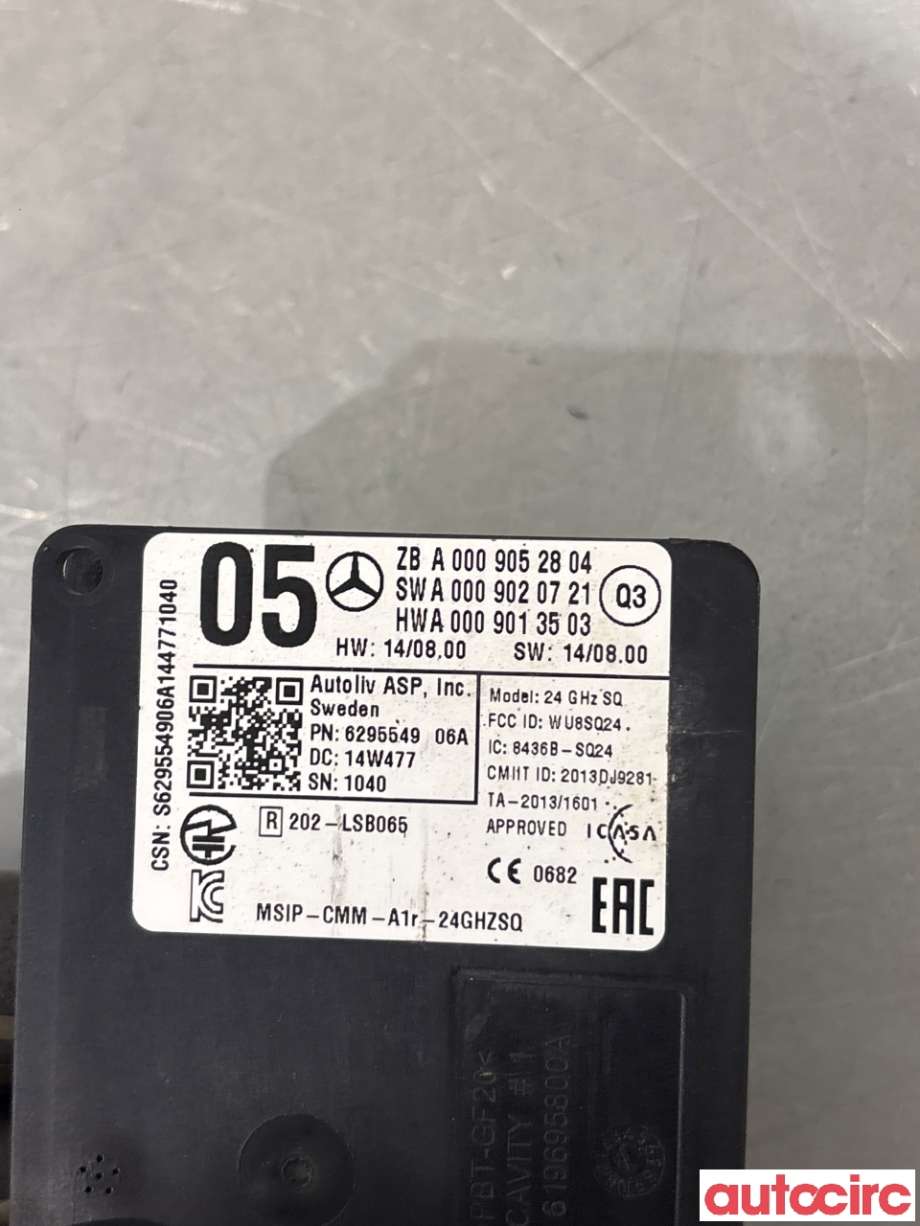 Sensor radar til Mercedes C-Klasse 2014-2018 (Fase 1) (W205) (W205) (MERCEDES|A0009052804||A0009020721)