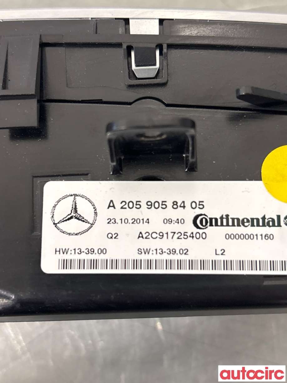 Varmeapparat betjening til Mercedes C-Klasse 2014-2018 (Fase 1) (W205) (W205) (MERCEDES|A2059055006|A2C91725400|A2059058405)