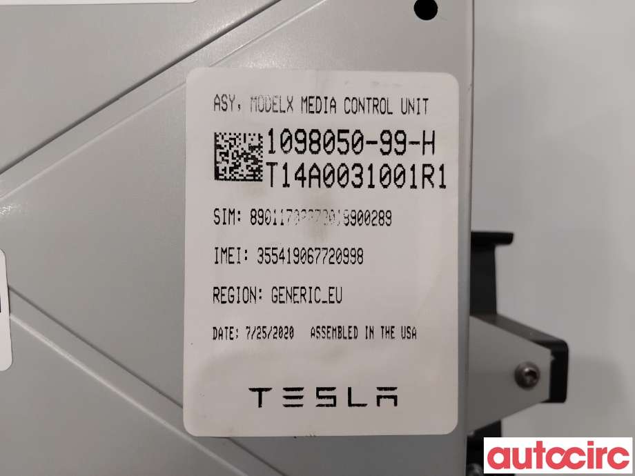 Instrument kjørecomputer til Tesla Model S 2016-2021 (Fase 2)  (TESLA|1084333-00-A||1098050-99-H)