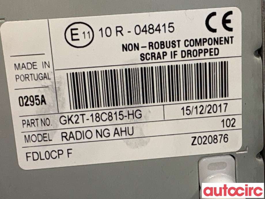 Bilstereo til Ford Transit Custom 2013-2023 (Type I)  (FORD|NO NUMBER||GK2T-18C815-HG)