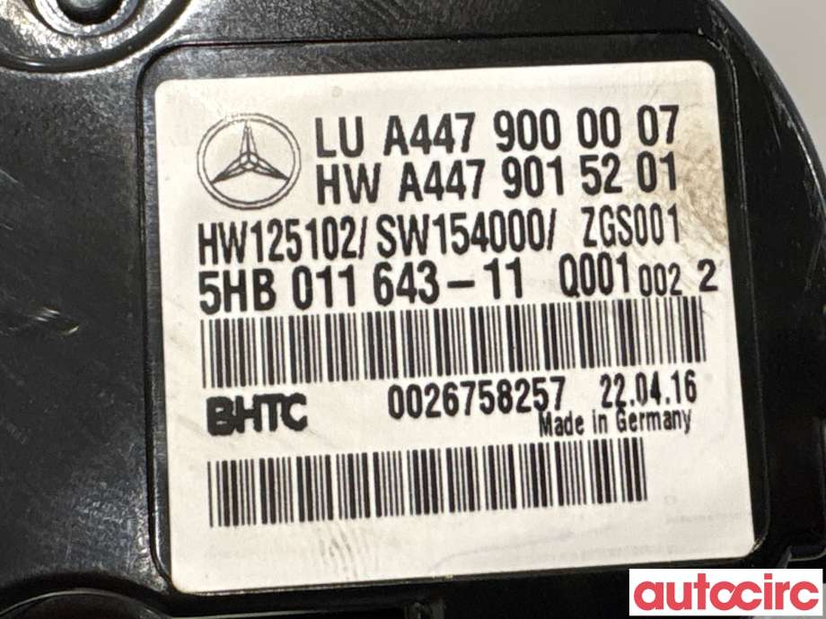 Varmeapparat betjening til Mercedes Vito 2014-->> (W447) (W447) (MERCEDES|A4479002308|5HB011643-11|A4479006611)