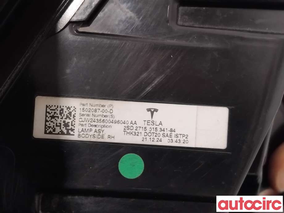 Baklykt høyre til Tesla Model Y 2021-2024 (Type I)  (TESLA|1502087-00-D|)