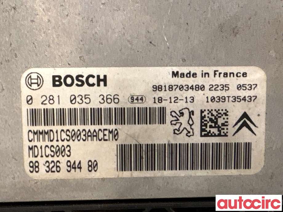 Styreenhet motor til Opel Combo E 2019-->>  (OPEL|1659555480|0281035366|9832694480)