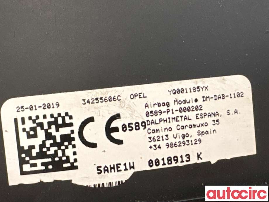 Airbag rattpute til Opel Combo E 2019-->>  (OPEL|YQ001185YX|)