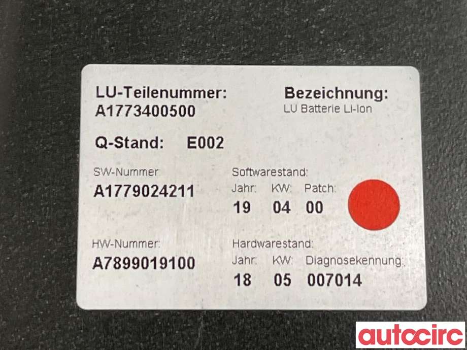 Batteripakke elbil til Mercedes A-Klasse 2018-->> (W177) (W177) (MERCEDES|A1773400500)