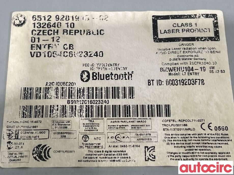 Bilstereo til BMW 1-Serie 2011-2015 (Fase 1) (F20/F21) (F20/F21) (BMW|65129357988||65129281915-02)