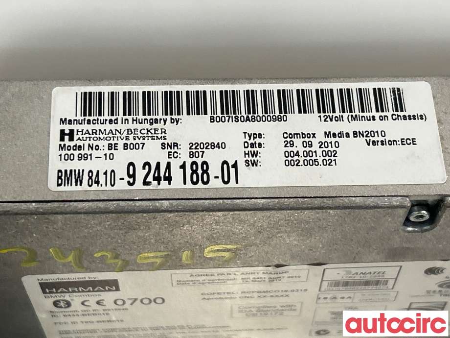 Styreenhet diverse til BMW 5-Serie 2010-2017 (F10/F11) (F10/F11) (BMW|84109257150||84109244188-01)