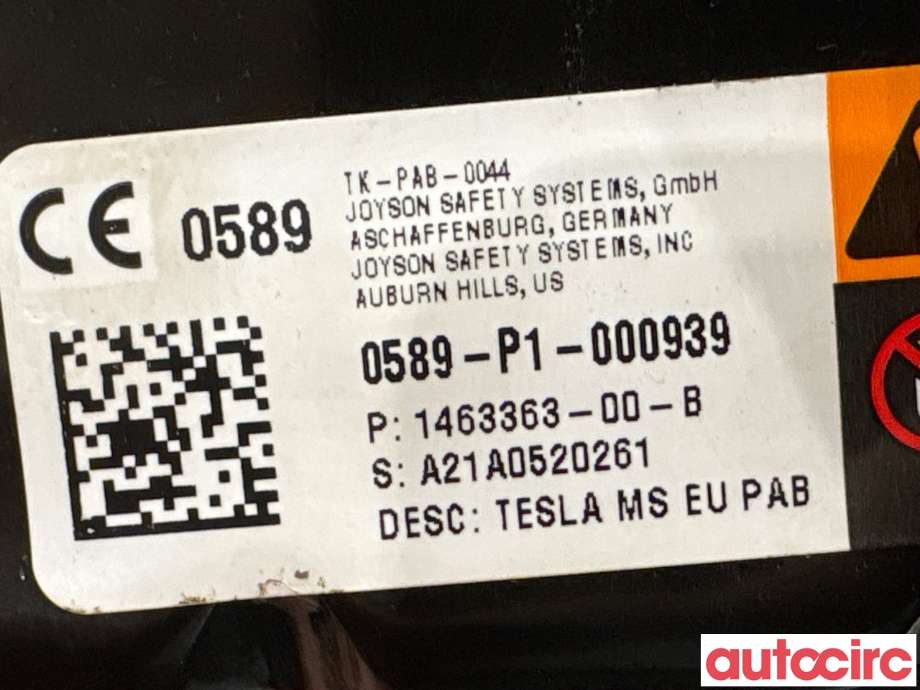 Airbag passasjer til Tesla Model S 2013-2016 (Fase 1) (TESLA|1463363-00-B|)