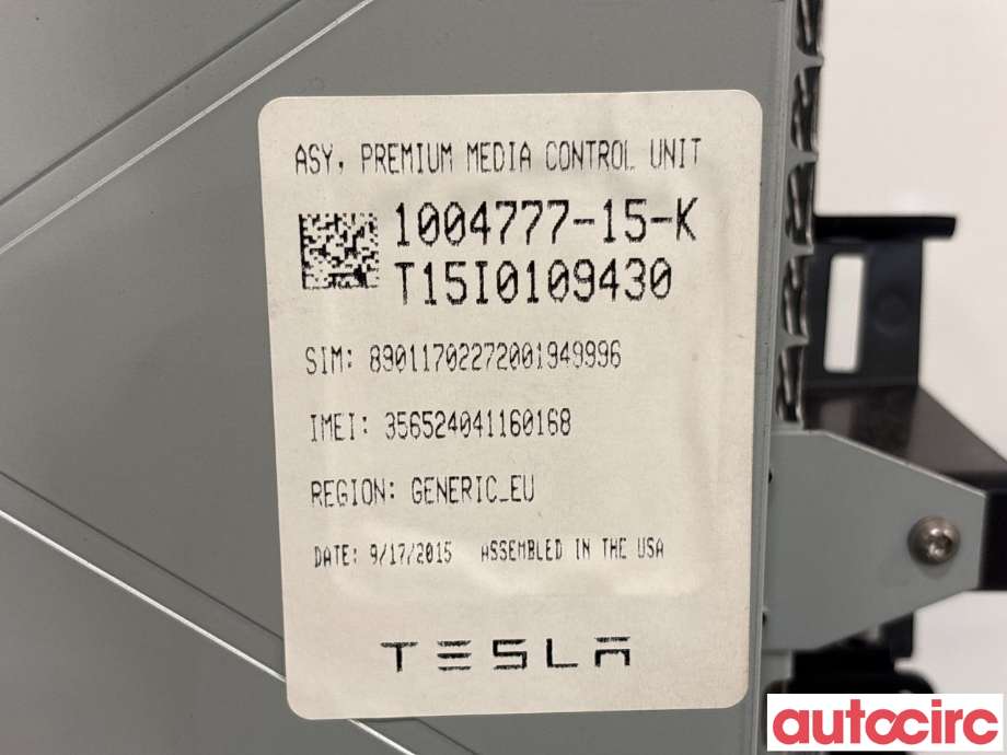 Instrument kjørecomputer til Tesla Model S 2013-2016 (Fase 1)  (TESLA|1015898-00-A||1004777-15-K)