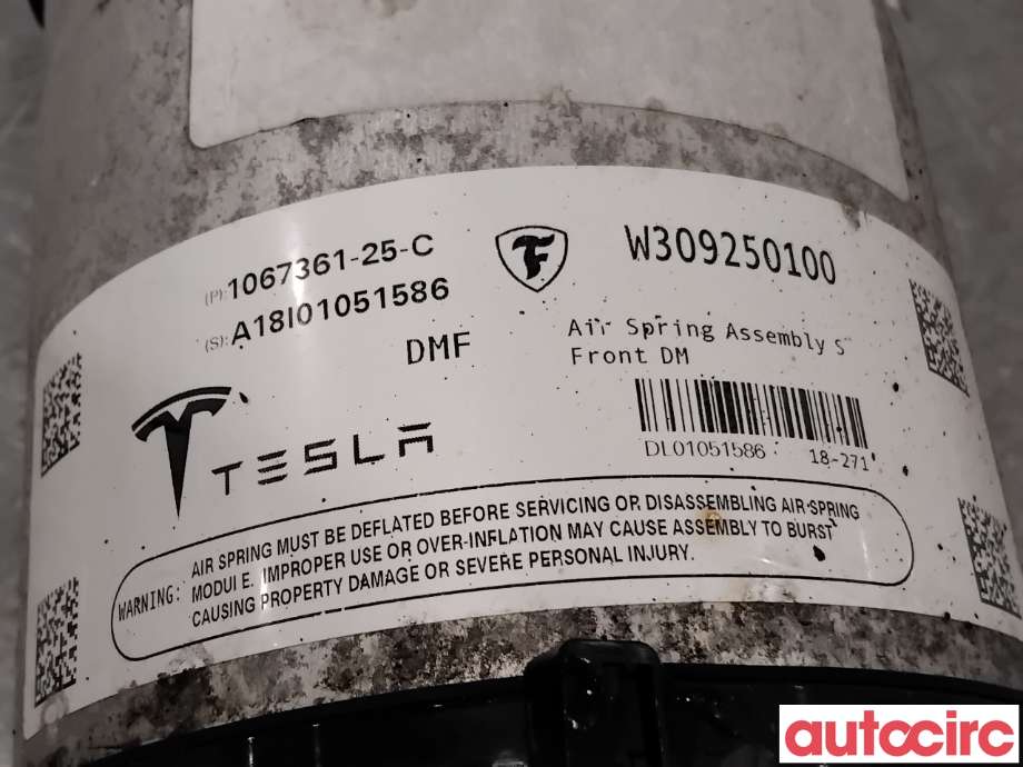 Fjær foran nivå luftpute/belg til Tesla Model S 2016-2021 (Fase 2) (TESLA|1067361-25-C|)