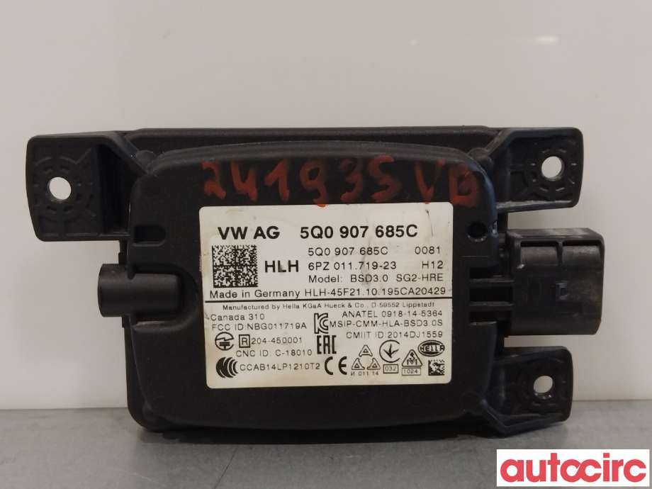 Sensor radar til VW e-Golf 2017-2020 (Fase 2) (VOLKSWAGEN|5Q0907685C|6PZ011719-23)