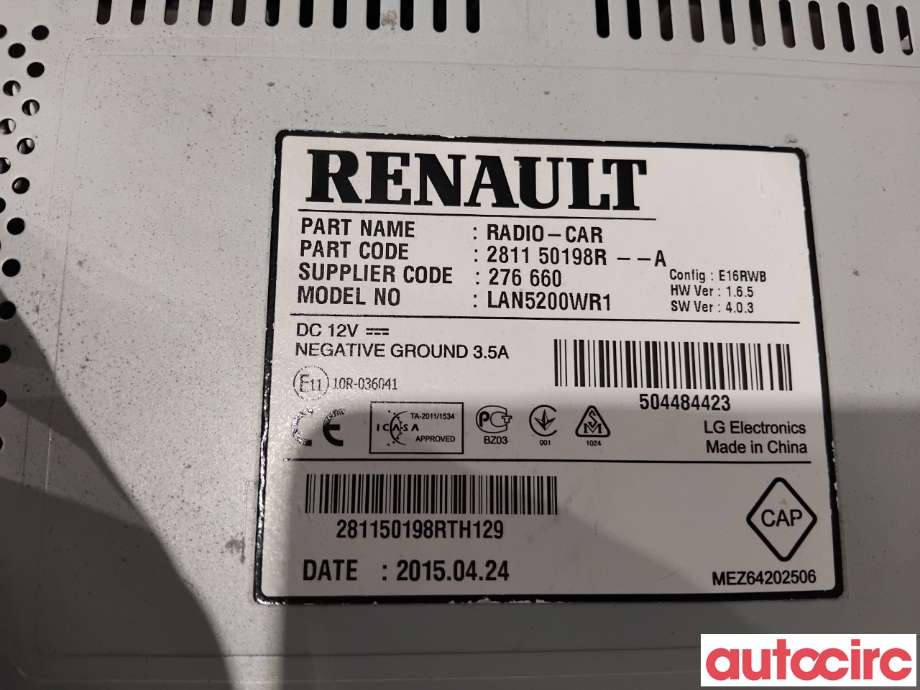 Bilstereo navigasjon til Opel Vivaro B 2014-2019 (OPEL|93460035|LAN5200WR1|281150198R)