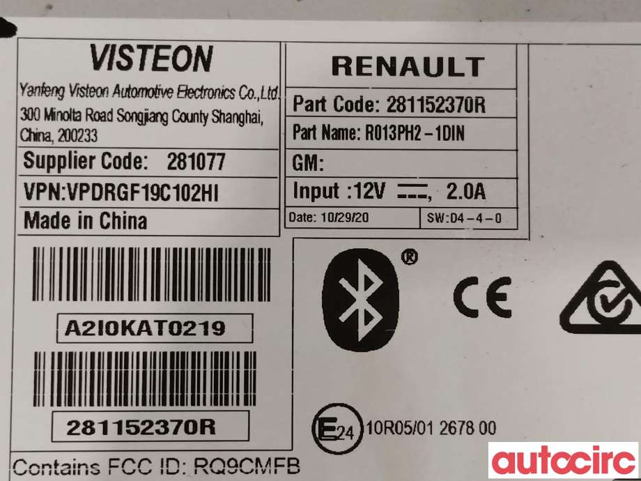 Bilstereo til Nissan NV400 2012-->>  (NISSAN|2818200Q2K|2801000Q6D|281152370R)