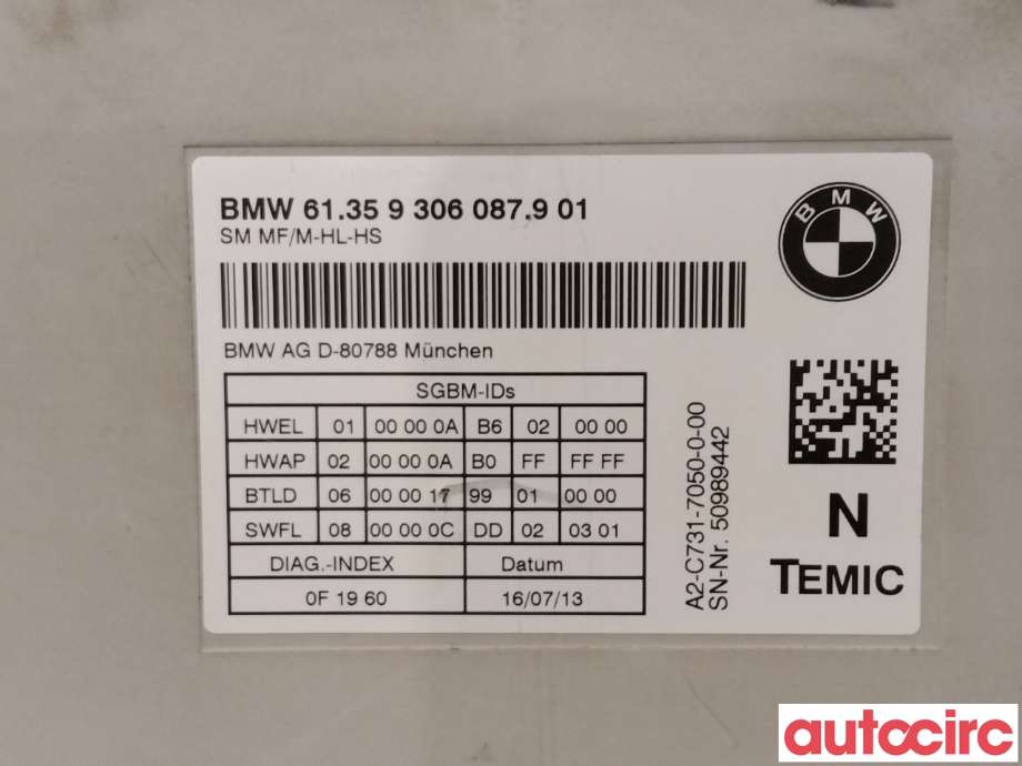 Styreenhet sete til BMW X5 2013-2018 (F15) (F15) (BMW|61359459684|SN-NR-50989442|61359306087)