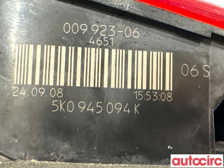 Baklykt høyre indre til VW Golf VI 2008-2012 (VOLKSWAGEN|5K0945094AA|009923-06|5K0945094K)