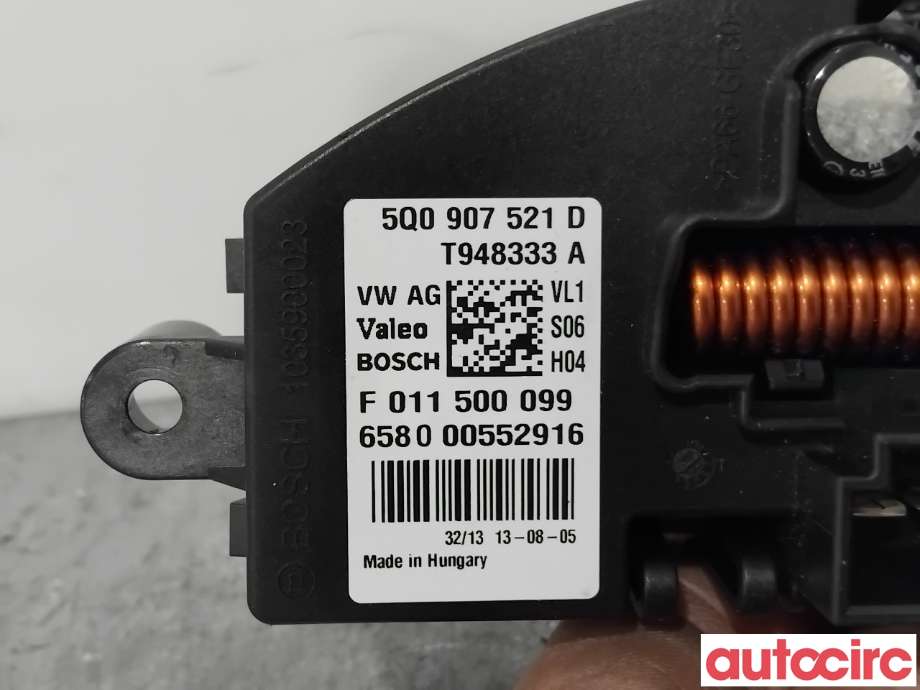 Varmeapparat motstand til Audi A3 2012-2016 (Type III, Fase 1)  (AUDI|5Q0907521A|F011500099|5Q0907521E)