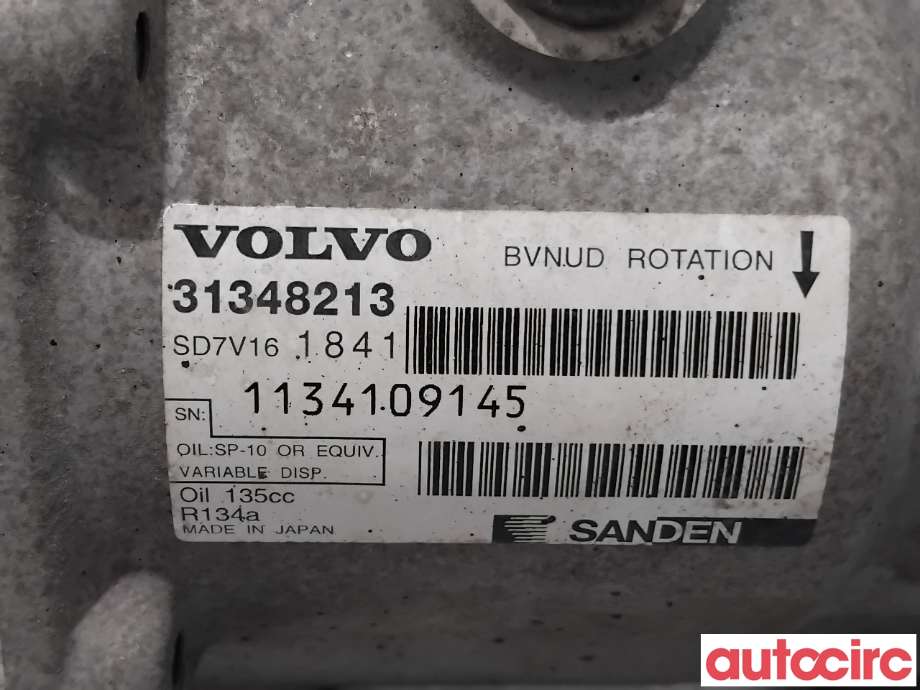 Aircondition kompressor til Volvo V70 2007-2013 (Type III, Fase 1) (VOLVO|36001870|SD7V161841|31348213)