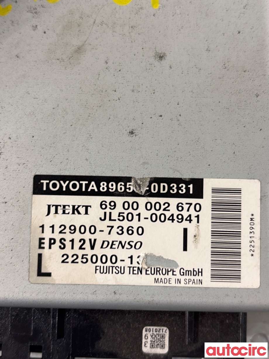 Styreenhet servo til Toyota Yaris 2012-2014 (Type III, Fase 1) (TOYOTA|896500D0331|225000-1390|89650-0D331)