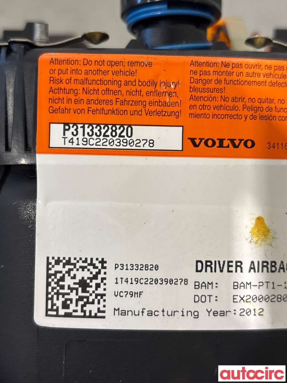 Airbag rattpute til Volvo XC70 2008-2013 (Type II, Fase 1) (VOLVO|31332820|)