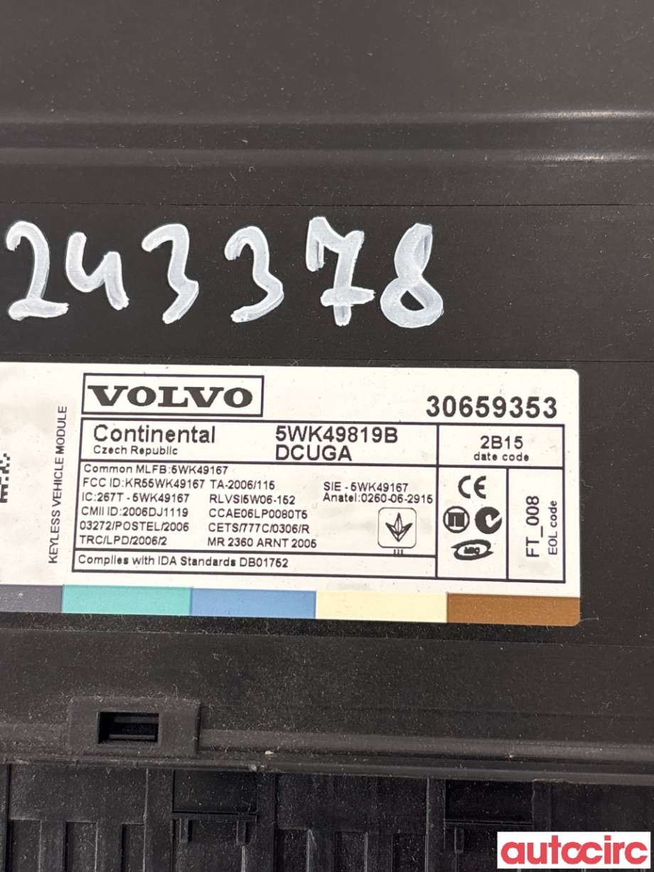 Styreenhet nøkkelfri/keyless til Volvo XC70 2008-2013 (Type II, Fase 1) (VOLVO|30659958||30659353)