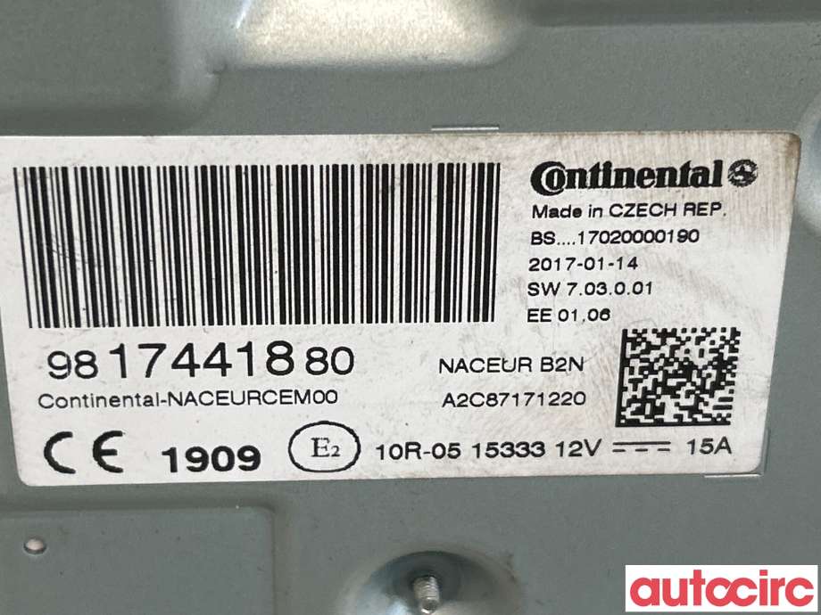 Bilstereo diverse til Citroën Jumpy 2016-->> (Type III) (CITROEN||9817441880)