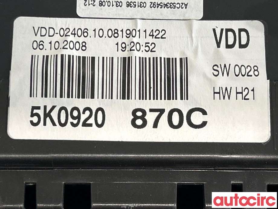 Instrumentpanel til VW Golf VI 2008-2012  (VOLKSWAGEN|5K0920870C|)
