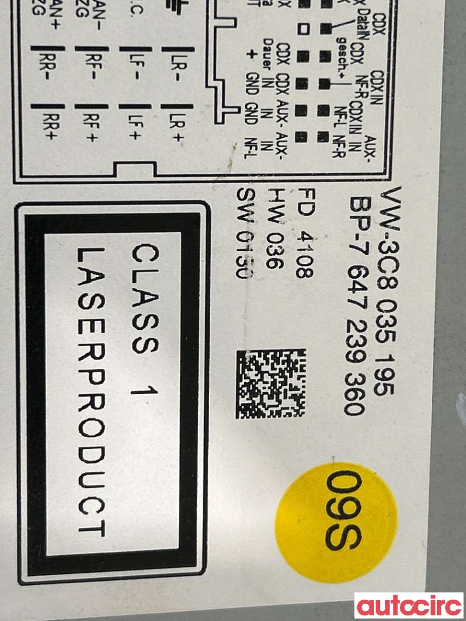 Bilstereo til VW Golf VI 2008-2012  (VOLKSWAGEN|3C8057195X||3C8035195)
